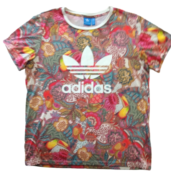 Adidas Men's Tropical Print Tee - Multicolor Size Medium Bright,Fun, Casual - Picture 4 of 11